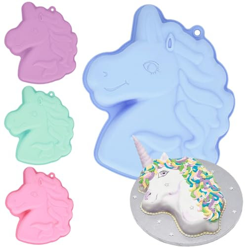 Silikonformen Einhorn Backform - Einhorn Kuchenform Silikon | 3D Kuchenbackform für Einhornkuchen, Unicorn Baking Mould für Geburtstage, Mottopartys, Schokolade und Desserts(Zufällige Farblieferung)
