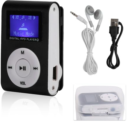 Mini Lecteur de Musique MP3, Lecteur de Sport Portable avec Clip, écran LCD, Prend en L'extension de Carte Mémoire jusqu'à 32 Go, Longue Durée de Vie de la Batterie pour