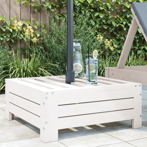 Tidyard Couvercle de Base de Parasol Blanc Bois Massif de pin Base de Lestage, Pied de Parasol pour Parasols, Support de Parasol pour Terrasse, Piscine, Patio, Jardin, Balcon