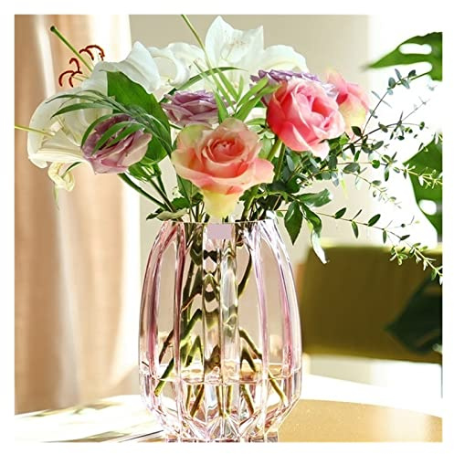 Petit Vase Grand Vase en verre Simple de style nordique, couleur transparente, hydroponique riche en bambou, lys, Rose, Arrangement de fleurs for salon, ornements, nouveau Vase Rond(Petit)