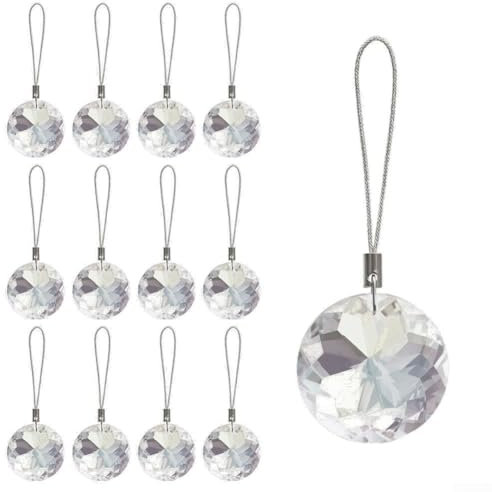 Hasaller 12palline decorative per albero di Natale con cristalli a forma di C decor per finestre in vetro per Fengshui feste di Natale matrimoni decor per la casa Decor Natalizie per Appendere(B)