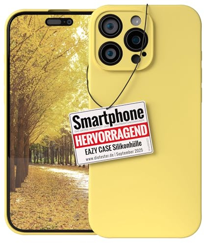 EAZY CASE Coque de protection en silicone pour iPhone 16 Pro Max, en silicone jaune, souple, résistante aux chocs, avec protection de l'appareil photo, fine, protection TPU, antichoc, jaune clair
