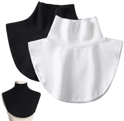 ZORTVUL 2 Pièces Faux Col Amovible Pour Femmes - Col Roulé En Coton - Col Chaud Pour Chemisier - Empiècement Faux Col - Pour Vêtements Formels, Chemisiers, Pulls