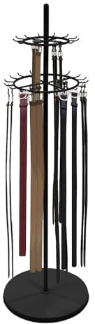 Garbenat Bodenstehender Gürtelaufhänger 2 Etagen Krawattenständer 168 cm Kommerzieller Schalständer Metall Verkaufsständer mit 31 Haken Gürtel Display Regal Gürtelhalter (Schwarz)