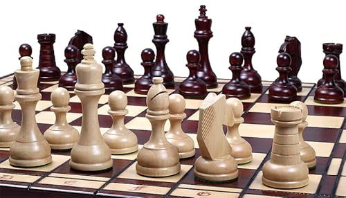 Abio Schachspiel Turnier 8 55x55cm Holz Schachbrett Hochwertig Klappbare Brettspiele Schach Spiel Reisespiele Set Spiele für Erwachsene Chess Board Turnier 8 98