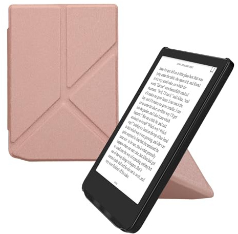 kwmobile Étui Compatible avec Pocketbook Verse/Pro/Color/Vivlio Light/Light HD Coque - Étui à Rabat magnétique Tablette eReader Similicuir - Or Rose