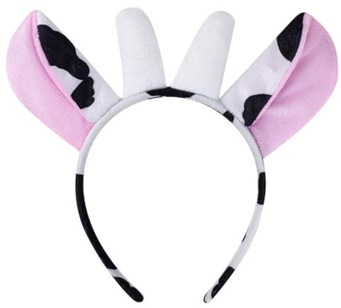 XAGMODSHN Serre-tête moderne avec oreilles de vache et corne - Accessoire de cheveux confortable en tissu pour enfants, adolescents et fans