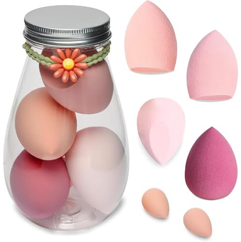 TB1 Products 6 PCS Makeup Sponges with Reusable Bottle Case – Non-Latex Beauty Blenders for Foundation, Cream, Powder & Liquid Application – Soft, Durable & Hypoallergenic Beauty Applicators