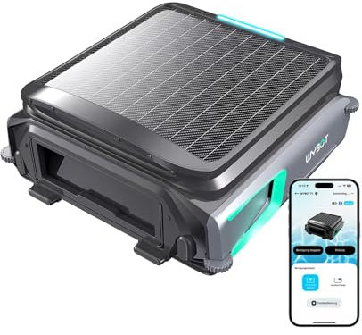WYBOT F1 Skimmer de Piscina, Limpiafondos Piscina Solar con Control App, Robot Limpiafondos Piscina, Ultra Silencioso y Eficiente para Piscinas Residenciales, Negro Claro Verde