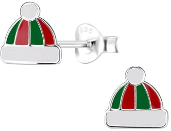 Monkimau Mädchen Ohrringe Hat | Ohrstecker aus 925 Sterling Silber | Kinderohrringe hypoallergen