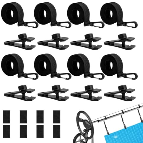 Kit d'accessoires pour moulinet de bâche solaire de piscine - Kit de fixation pour bâche solaire, sangles de fixation faciles à installer pour terrasse, maison, jardin