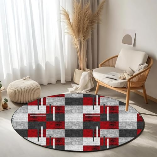 WTHYGB KUZRZNH Rund Teppich, Waschbarer Runder Teppich, rutschfest,120cm | Weicher Kunstwolle ModernTeppich für Wohnzimmer, Schlafzimmer, Küche, Kinderzimmer, Esszimmer und Büro #Y41