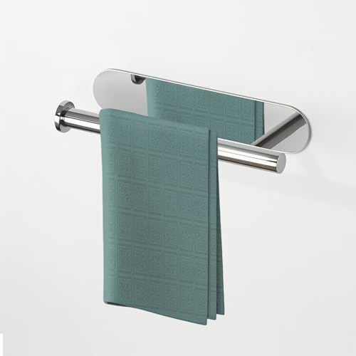 Mooche Chrome Hand Towel Holder Wall Mounted, Self Adhesive Hand Towel Rail, 9 Inch Bathroom Towel Bar, SUS304 Stainless Steel No Drill Towel Holders for Bathrooms, Kitchens, Toilets, and Living Rooms