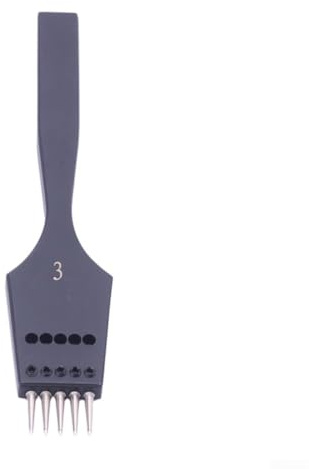 Perforadora redonda de cuero con punta reemplazable de acero para coser a mano y artículos de cuero con diferentes métodos de costura (3 mm, 5 dientes)