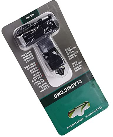 ACOGEDO Sifflet de Sport Classique CMG avec Lanière pour Entraîneur, Arbitre, Football, Basket-Ball, Examen Noir avec Pénétration ABS élevée. Classique Est ABS et Décibel de Sifflet. (Black)