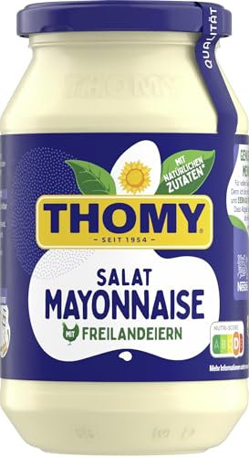THOMY Salat Mayonnaise, Mayonnaise Salatdressing, Vegetarische, 500 ml Glas, 1er Pack (1 x 500ml)