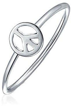 Retro Minimalistischer .925 Sterling Silber Offenes Symbol Weltfriedenszeichen Ring Mit 1Mm Band Für Teenager Frauen