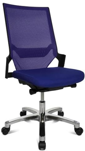Drehstuhl Autosynchron®-1 Alu blau mit Aluminium-Fußkreuz Rückengestell schwarz ohne Armlehnen