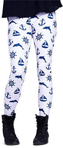 cosey - Bedruckte Bunte Leggins (Einheitsgröße) Verschiedene Leggings Designs, Maritim, Einheitsgröße