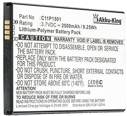 Akku-King Akku kompatibel mit Asus C11P1501 - Li-Polymer 2500mAh - für Asus ZenFone 2, 2 Dual SIM, 2E, 2 Laser, 2 Laser 6.0, 2 Laser 6.0 Dual SIM LTE