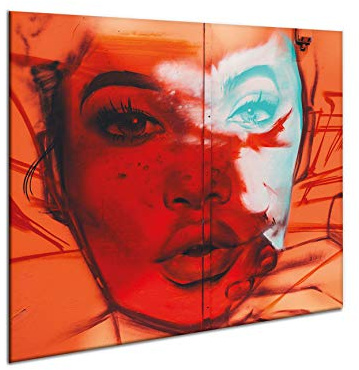 Glass splashback 60 cm x 52 cm | Toughened safety glass kitchen wall splash-back guard | 11759 red face | by semUp