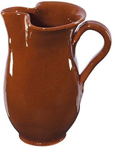 MamboCat Tonkrug Mittelalter Wikinger Krug 1 Liter I Mediterrane Karaffe Antik in hochwertiger Handarbeit I Vintage Kanne für Met Glühwein Bier I Sangria Kanne Pitcher-Krug Wein Tonkrug Glasiert