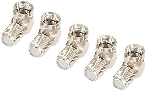 5pcs Right Angle F-Type Male to Female Plug TV Antenna Cable Connector Adapter Set for RG6 RG59 Coax
