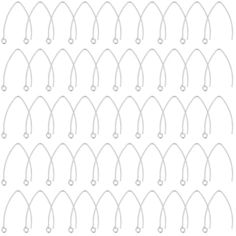 UNICRAFTALE 50 pz 304 Ganci per Orecchini in Acciaio Inossidabile 0.7mm Pin Filo Orecchio con Anello Tono Argento orecchino