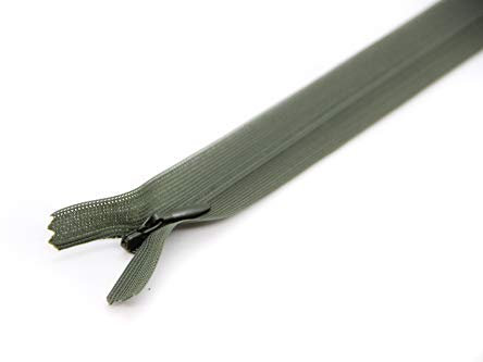 NTS Nähtechnik 1 Reißverschluss aus Kunststoff, nahtverdeckt, 3mm Spirale, Nicht teilbar (olivgrün, 35cm)