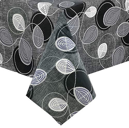 Micro-Pro Wipe Clean PVC Vinyl Everyday Tablecloth Dining Kitchen Table Cover Protector 140x240cm (Grey Swirl)