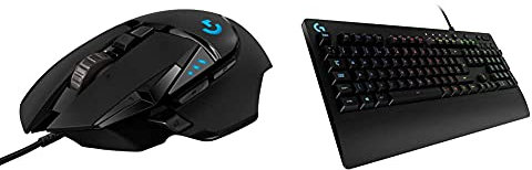 Logitech G G502 11-Button Gaming Mouse, USB Black & Logitech G G213 Prodigy RGB USB Video Game Keyboards, black