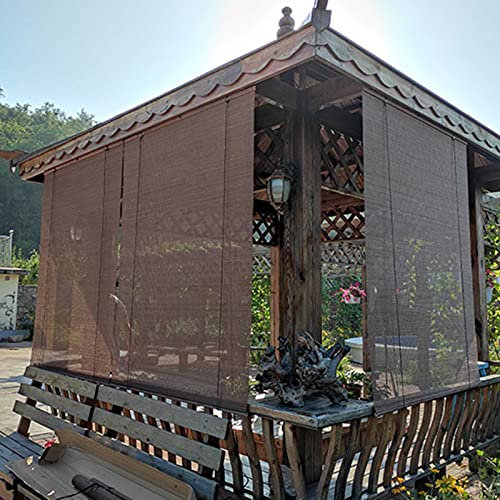 Rollo Außenrollo Outdoor Pergola Bambus Rollo Wasserdicht, 80/100/120/140cm Breit, Braun 80% Blackout Sonnenschutz für Fenster/Französische Tür/Terrasse (Size : 140×100cm(55×39.3in))