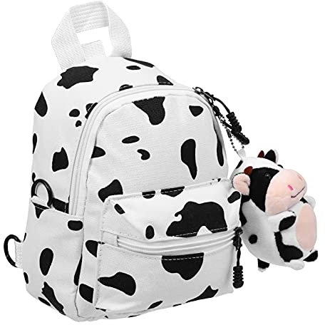 SOIMISS Mini Kuh Rucksack Rucksack Entzückende Kuh Drucken Schulter Tasche mit Hängen Anhänger für Frauen Mädchen
