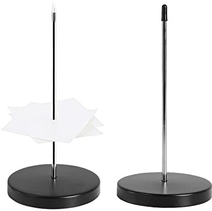 GGISUI 2 Piezas Pinchos para notas 14cm acero inoxidable Tenedor Sostenedor con Fondo Redondo para Factura Recibo Nota Papel Contador Escritorio Tickets Recibos Negro