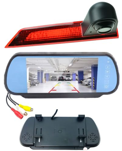 Dolphin Automotive Rear Brake Light Revering Camera fits Ford Transit Custom from May 2016 Onwards, LED Version - With 7 Mirror Monitor
