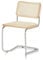 KHG Schwingstuhl Freischwinger chrom - Rückenlehne und Sitzfläche aus Massivholz Buche und Rattan - Esszimmerstuhl, Küchenstuhl Design Stuhl mit Wiener Geflecht