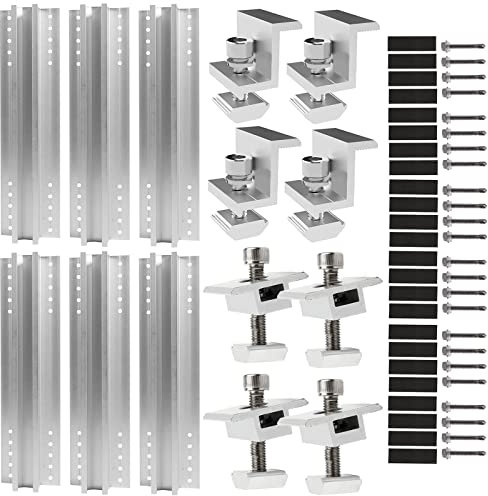 Btstil Solarmodul Halterung Kit, PV Anlagen Befestigungsschiene 30mm, Trapezblech Photovoltaik, Befestigung Solarmodul Für Solar Panel (6* Rai+4* Side Clamp+4* Middle lamp, 30mm)