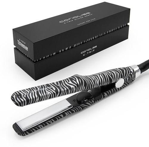 Corioliss C Trip Mini Plancha Pelo Viaje | Placas de Titanio | Pelo Corto | Control de temperatura 150º-200º Zebra Silver