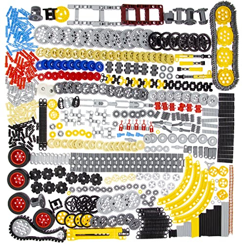 Habow 1085pcs Technic-Parts Gears-Axle-Pin-Connector Compatible with Mainstream building block brand Shock bsorber Wheels Chain Link Frame Joints Cam Worm Cogs Steering Differential Kit.