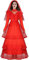 LIKUNGOU Braut Lydia Rotes Hochzeitskleid Kostüm für Frauen Halloween Gothic Spitze geschichtet Kleid mit Brautschleier Cosplay Outfit (XXL)