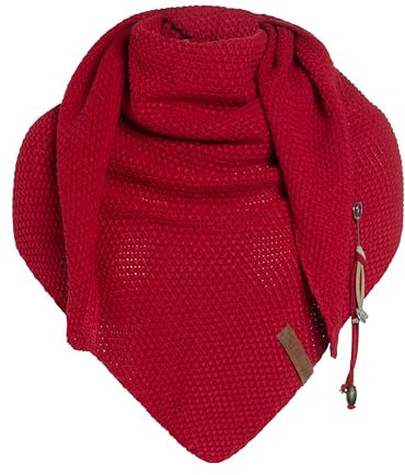 KNIT FACTORY - Dreiecksschal Coco - Damen Strickschal mit Wolle - Umschlagtuch für den Herbst und Winter - Winterschal - Dreieckstuch - Hochwertige Qualität - XXL Schal - 190x85 cm - Bright Red