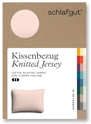 schlafgut Knitted Jersey Kissenbezug 60x80 cm Red Light Uni weicher Premium Kopfkissenbezug einzeln, faltenfrei mit Elasthan