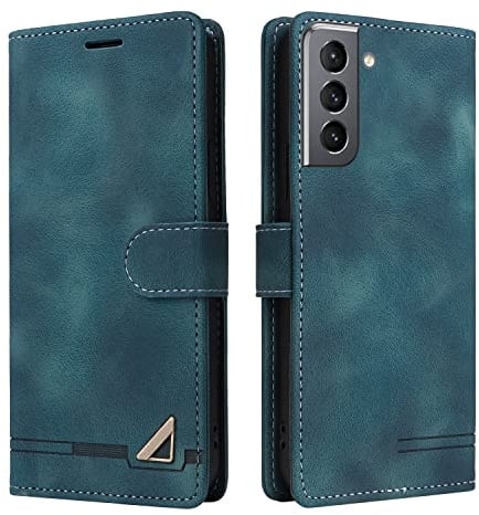 OKZone Coque pour Samsung Galaxy S21, Étui de Protection de Portefeuille Antichoc de Fente pour Carte, Support de Carte à Rabat en Cuir en PU Étui de Téléphone pour Samsung Galaxy S21 (Vert)