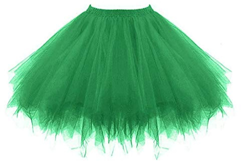 Damen tüllrock Klassisch Elastisch Damen Karneval Kostüm Tüllrock 50er Tütü Rock Kurz Ballett Unterrock Crinoline Petticoat Tutu (Grün,one Size)
