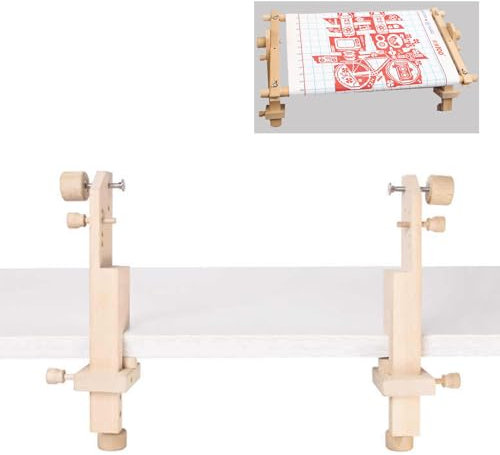 Yushen Wooden Embroidery Table Clamp Embroidery Hoop Holder Stand Rotated Needlework Frame Holder for Cross Stitch Hoop Display Punch Needle Quilting Silk 1 Pair