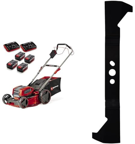 Einhell Akku-Rasenmäher GP-CM 36/47 S Li BL Kit Power X-Change (36 V, 47 cm Schnittbreite, bis 700 m², Brushless, 65 L Fangkorb, Radantrieb, inkl. 4x 4,0 Ah, 2x Twincharger & Ersatzmesser)