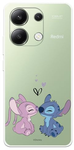 Schutzhülle kompatibel mit Xiaomi Redmi Note 13 4G, offizielles Disney-Angel & Stitch-Kuss-Design, transparent, flexibel, mit offizieller Lizenz von Lilo & Stitch