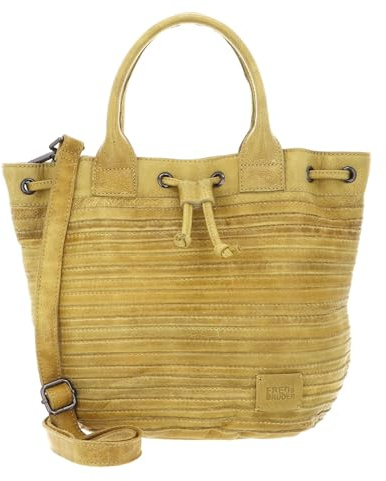 FREDsBRUDER Leder Handtasche Umhängetasche Little Fat Friend Hand Bag Lemon senfgelb
