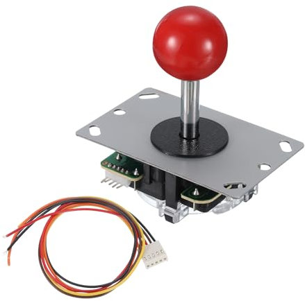 MECCANIXITY Octagonal Gate + Ball Top Game Joystick Classic with Harness Dust Cover Red for Game 4 Way Adjustable