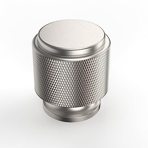 Amerdeco 10 Pack Brushed Satin Nickel Knurled Cabinet Knobs Kitchen Cabinet Pulls for Drawer Dresser, Cupboard and Wardrobe AM003